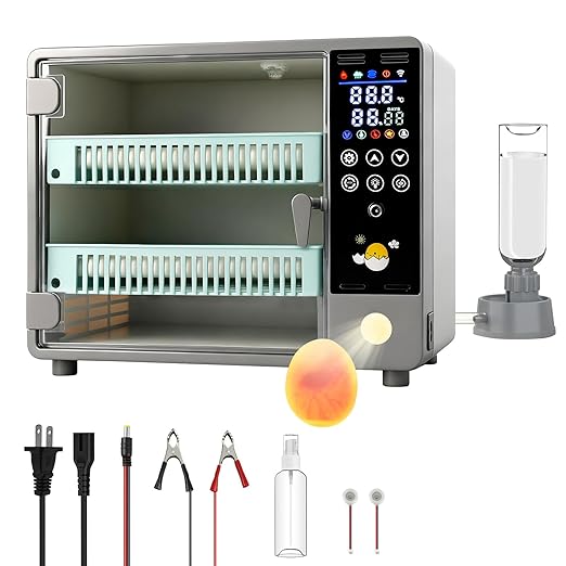 24 Egg Incubator, Automatic Egg Turner Hatching Machine with Candling Light Auto Water & Automatic Temperature & Humidity Control | Adjustable Egg Tray for Chicken Duck Quail Pigeon by Gpaentsn