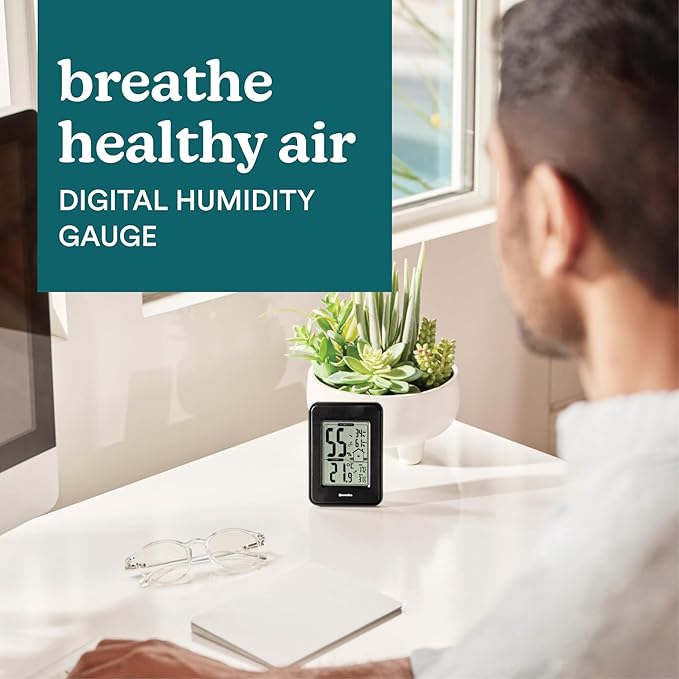 Homedics HM100 Indoor Humidity Monitor, Easy-Read Hygrometer to Monitor Indoor Air Comfort, Fahrenheit and Celsius, Battery-Operated Room Thermometer for Home - Image 3