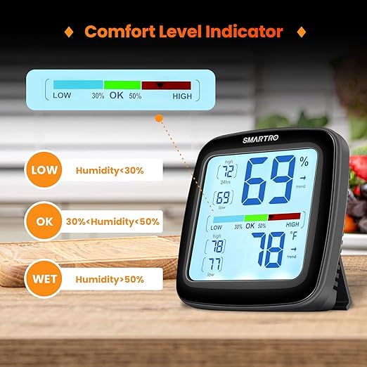SMARTRO SC42 Professional Digital Hygrometer Indoor Thermometer Room Humidity Gauge Pro Accuracy Calibration - Image 4