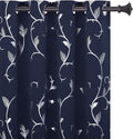 BUHUA Blackout Curtains 84 Inch Length 2 Panels Thermal Insulated Window Treatment for Bedroom Grommet Room Darkening Curtains with Wave Vine Printed (52 x 84 Inch, Navy Blue) by BUHUA