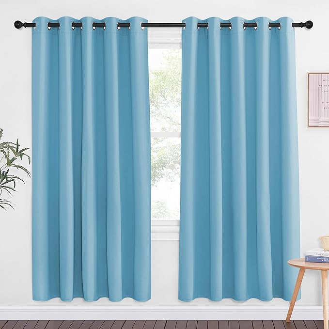 NICETOWN Teal Blue Blackout Curtains for Bedroom 72 Inches Long, Thermal Insulated Room Darkening Grommet Window Curtains for Living Room Nursery, 66 inch x 72 inche, 1 Panel by NICETOWN