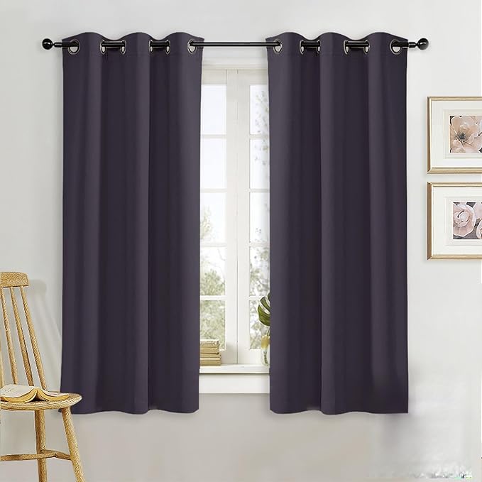 NICETOWN Blackout Curtain Blind for Bedroom, Single Panel, W34 x L63 inches, Greyish Purple, Thermal Insulated Grommet Blackout Room Darkening Drape/Drapery by NICETOWN