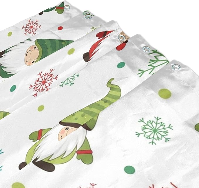 Christmas Gnome White Shower Curtain Liner 72×72 inch for Bathroom Curtain Anti Mold Shower Curtain with Hooks Shower Accessories - Image 3