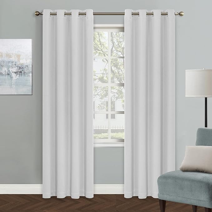 MYSKY HOME Greyish White Curtains for Bedroom & Living Room, Grommet Room Darkening, 90 Inch Long, Vertical Blinds Privacy Thermal Insulated, 1 Panel, 52 x 90 Inch, White by MYSKYHOME