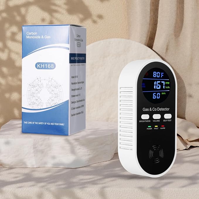 3 Packs 5-in-1 Combination Gas &Carbon Monoxide Detector,Plug-in Explosive Gas,Natural,Propane & CO Detector with °F & Humidity,3-Level Alarm & Digital Display, Battery Backup for Home,RV,Apartment - Image 7