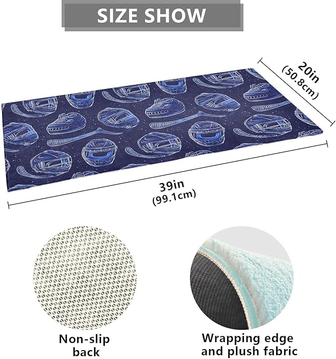 Ice Hockey Pattern Blue Decorative mat Non Slip Anti Mold Washable Rugs for Bathroom for Entrance Hall Accessories 39x20in alfombra para ba?o - Image 3