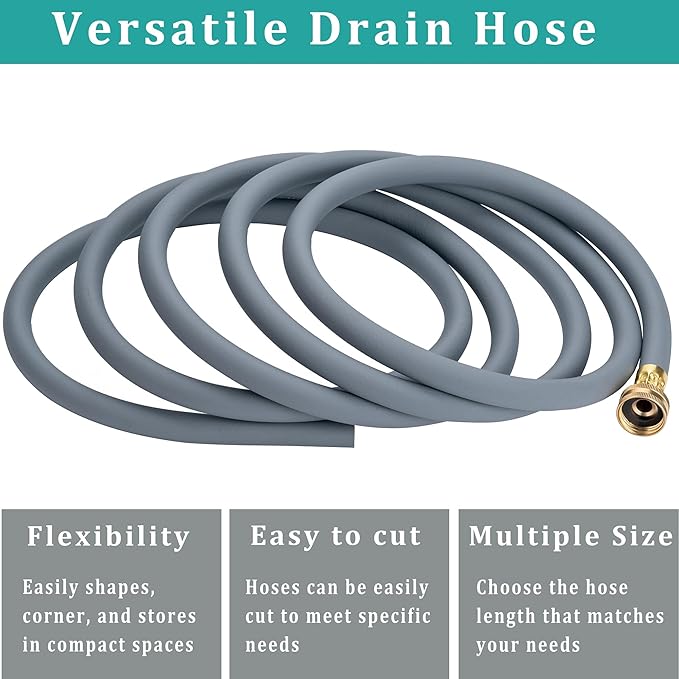 8FT Dehumidifier Drain Hose with 3/4” FHT Brass Rustproof Connector, Versatile Drain Hose Perfectly Compatible with most Dehumidifiers and 3/4” external thread outlet, No Leak (Grey, 8FT) - Image 4