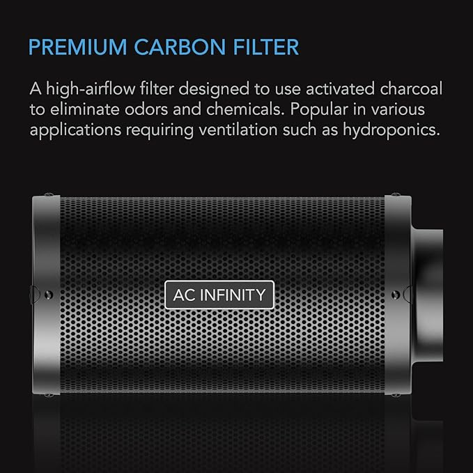 AC Infinity Air Carbon Filter 8" with Premium Australian Virgin Charcoal, for Inline Duct Fan, Odor Control, Hydroponics, Grow Rooms - Image 2