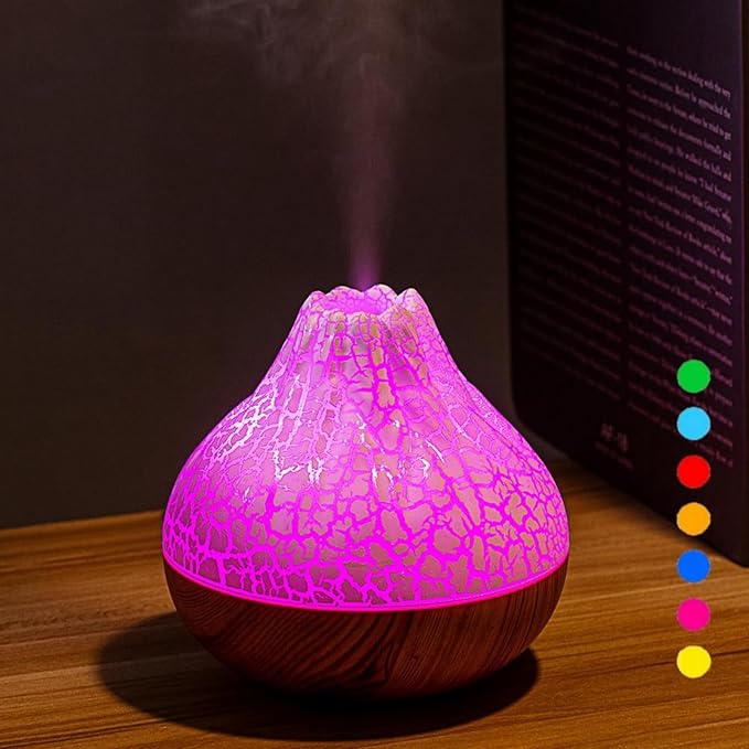 Mini Colorful Cool Humidifier, Volcano Shape Humidifier,USB Personal Desktop Humidifier Volcano Spray Mode, 7 Colors,Super Quiet for Office Room, Bedroom(White) by MCOURASOY