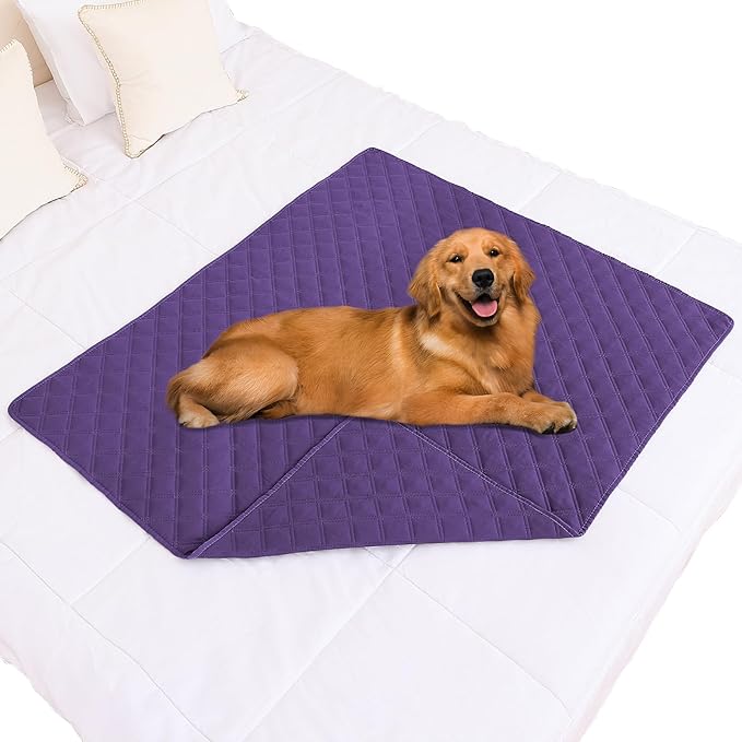 Smiry Waterproof Dog Bed Cover Pet Blanket, Soft Washable Dog Blanket for Furniture Bed Couch Sofa Reversible, Checkered (40"x50", Purple/Purple) by Smiry