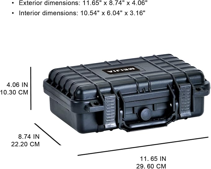 MEIJIA Portable All Weather Waterproof Protective Hard Case, Small Camera Case,Dry Case with Customizable Foam,Fit Use of Drones, Camera,Equipments, 11.65 ”x8.35”x3.78” - Image 3