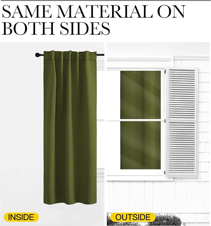 NICETOWN Living Room Blackout Curtains for Christmas Decorations, Olive Green, W52 x L72, 2 Pieces, Decoration Room Darkening Window Blackout Drape Panels - Image 6