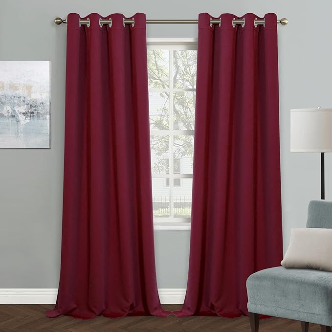 MYSKY HOME Blackout Curtain, 1 Panel (52 x 95 Inch, Burgundy) for Bedroom, Living Room, Room Darkening, Privacy, Triple Weave Thermal Insulated Curtain with Grommet Top Style by MYSKYHOME