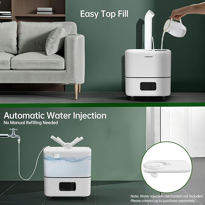 YOKEKON Humidifier Large Room 30L/7.93Gal, 5000 sq.ft Commercial Whole House Humidifier, Top-Fill Humidifiers for home with Extension Tube, Ideal for Plants, Office, Warehouse & Greenhouse - Image 5