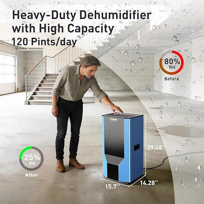 120 Pints Dehumidifier with Pump and Drain Hose for Commercial and Industrial Large Room, Basements, Storages, Warehouses, Auto Defrost, LGR Tech, 5 Years Limited Warranty - Image 5