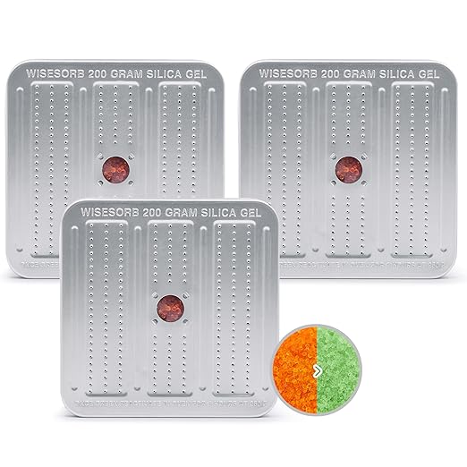 200 Gram 3 Pack Gun Safe Dehumidifier, Reusable Silica Gel Dehumidifier, Indicating Silica Gel Desiccant Canister (Orange to Green) by Wisesorb