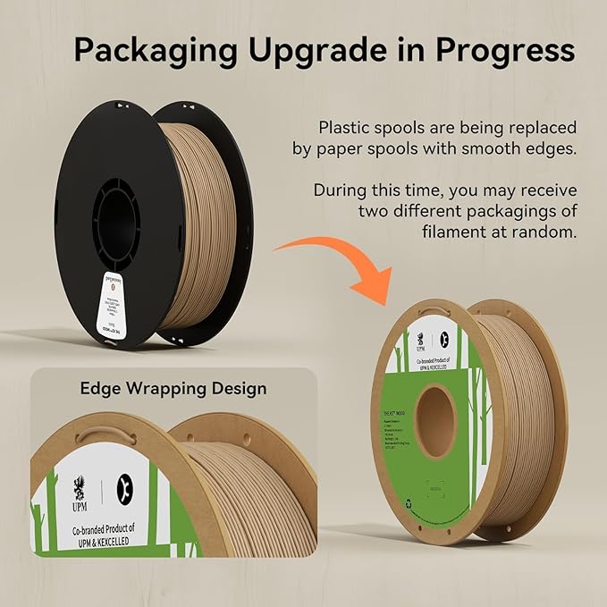kexcelled Wood PLA Filament 1.75 mm, Real Wood PLA 3D Printer Filament, Real Natural Wood Fiber, Dimensional Accuracy +/- 0.03 mm, 1 kg Spool (2.2 lbs), Yellow - Image 6