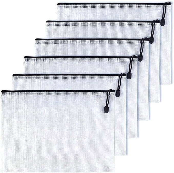 Oaimyy-B5(7"x 11"), Mesh Zipper Pouch Document Folders Bag Plastic Zip File Folders for School Office Supplies, Travel, Organizing Storage-Black,6 Pcs by Oaimyy