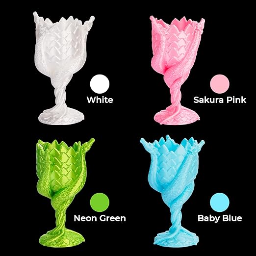 AMOLEN PLA 3D Printer Filament,PLA Filament 1.75mm,Silk Filament Bundle,White,Sakura Pink,Neon Green,Baby Blue, 3D Printing Filament Bundle, 200gX 4 Spools - Image 5