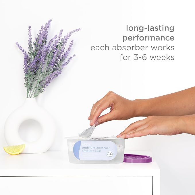 Ubbi Moisture Absorber and Odor Eliminator Tub, Attracts and Traps Excess Moisture, Reduce Dampness, Lavender Scented, 3 Pack - Image 3