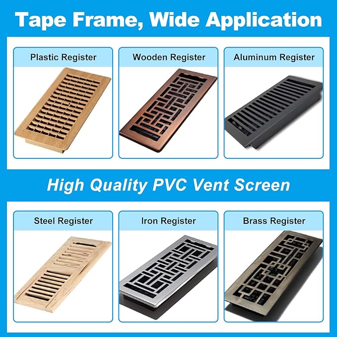6-Pack Clear PVC Vent Covers 8" x 15.5" - Fits All Materials (Plastic/Wood/Metal/Tile) - Non-Magnetic Floor/Wall/Ceiling Covers with Strong PET Adhesive Backing for RV/Home/Office - Image 5