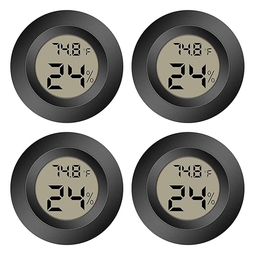 Mini Hygrometer Indoor Outdoor Thermometer Humidity Meter Digital LCD Temperature and Humidity Monitor Humidity Gauge for Greenhouse Humidor Reptile Thermostat Jars Fahrenheit(℉)/ Celsius(℃) 4 Pack by Unknown
