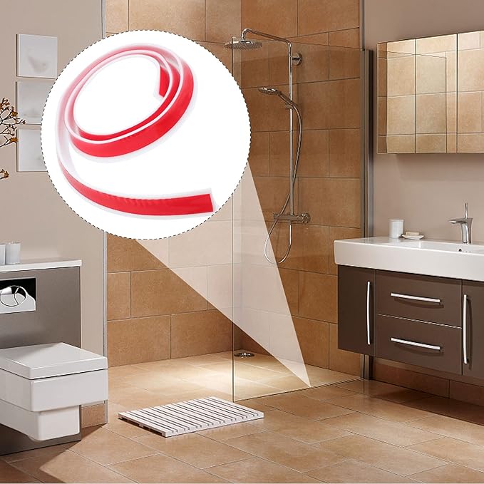 DOITOOL 1pc Self-Adhesive Water Retaining Strip for Bathroom Countertops Baffle for Showers Toilets and Kitchen Use Water Blocking - Image 5