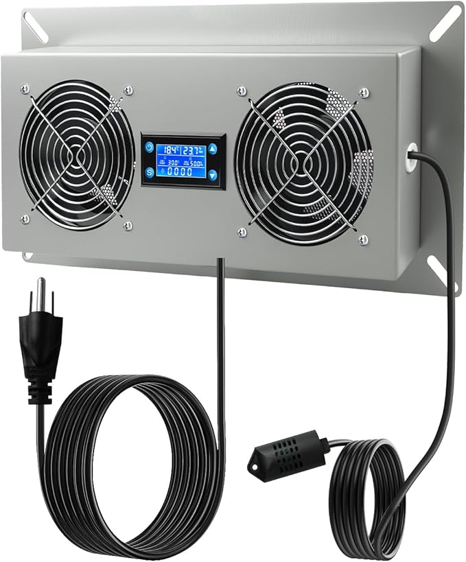 Crawlspace Ventilation Fan with Temp and Humidity Controller, Freeze Protection Thermostat, Stainless Steel Exhaust Fan for Crawl Spaces Basement Attic Garage Hydroponics Grow Tents (220 CFM Airflow) by Unknown