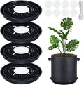 4 Pack 14'' Self-Watering Fabric Pot Base - Auto-Irrigation System Plant Saucer for 5 Gallon Fabric Pot, Auto Watering Plant Water Tray Self Watering System for Indoor Greenhouse Grow Tent Garden by POILKMNI