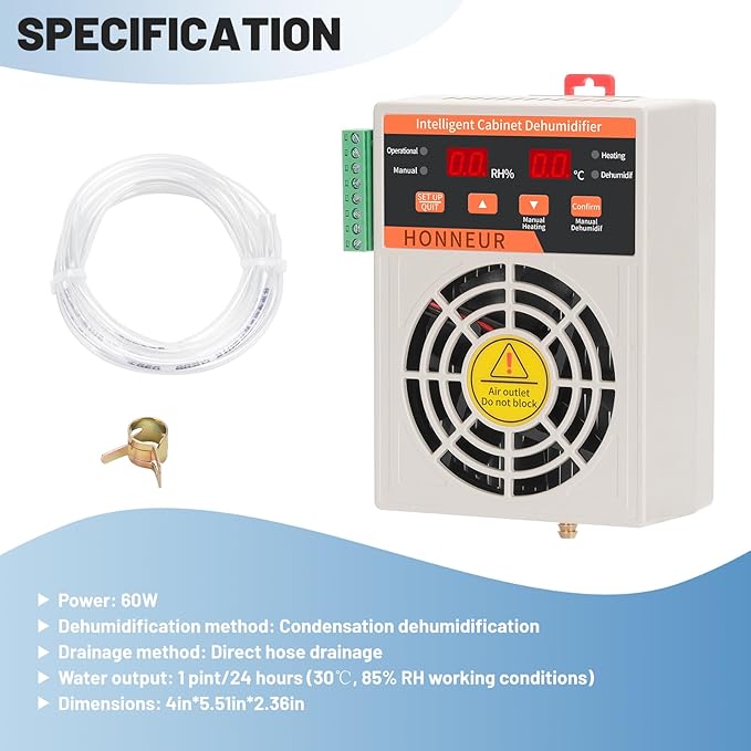 Fully automatic mini dehumidifier and constant humidity device 60W - suitable for distribution cabinets, planting tents, etc. (AC/DC 24~36V) - Image 7