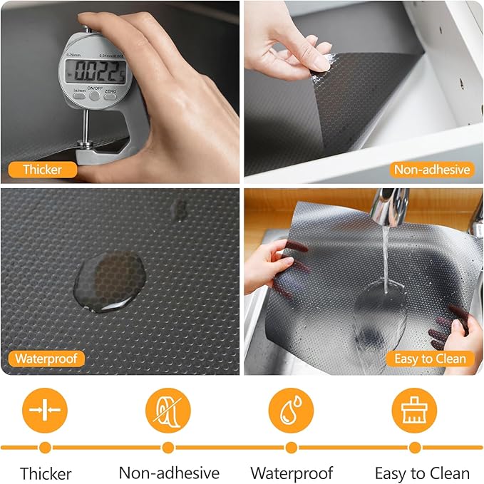 Shelf Liners 20 inch x 20 ft Shelf Liners for Kitchen cabinets nonstick lining Drawer Mats EVA Protector for Cupboard (Translucent Black,20 inch x 20 ft) - Image 3