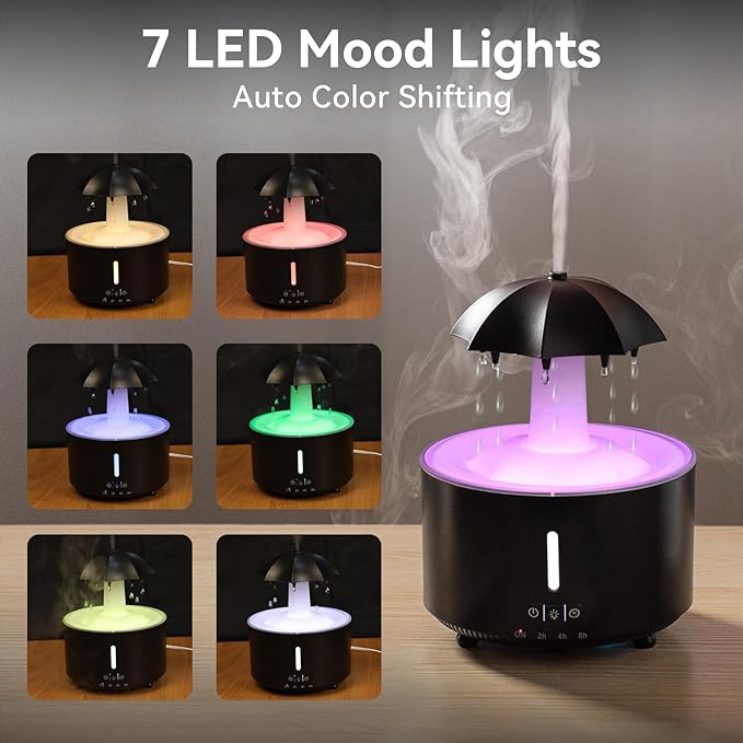 Missfly Aromatherapy Diffuser,Clouds and Cool Mist Humidifier,360° Rotatable,Super Quiet, Easy to Fill & Clean, Auto Shut-Off,300ml Humidifiers for Bedroom Home and Office (Black) - Image 3