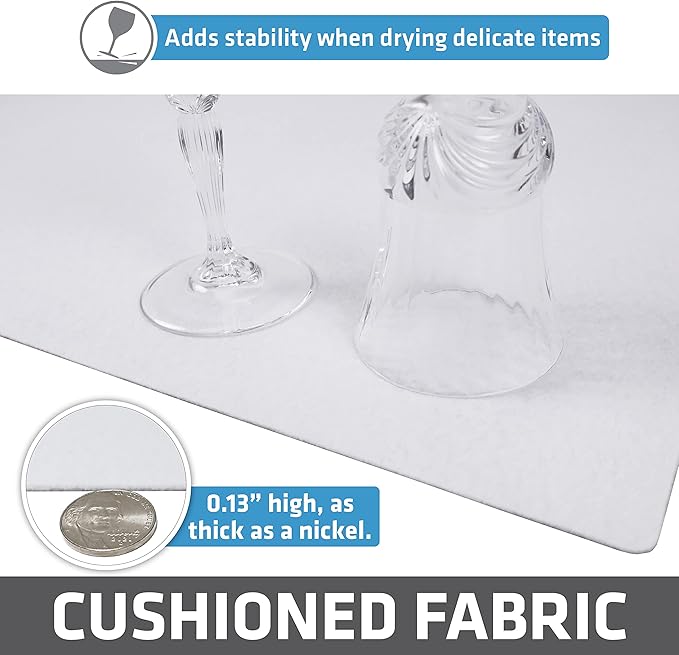 Drymate Premium Luxury Shelf & Drawer Liner, Thick Cushioned Fabric, Non-Adhesive, Absorbent, Waterproof, Slip-Resistant, Liners for Kitchen Cabinets, Cupboards (USA Made)(12”x59”)(2-Pack)(White) - Image 5