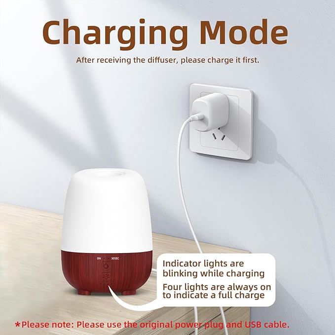 150ML Cordless Essential Oil Diffuser, Rechargeable Battery-Operated Quiet Aromatherapy Diffuser with 7-Hour Runtime,2 Timer Settings & 7-Color LED Light for Bathroom,Bedroom,Living,Room - Image 3