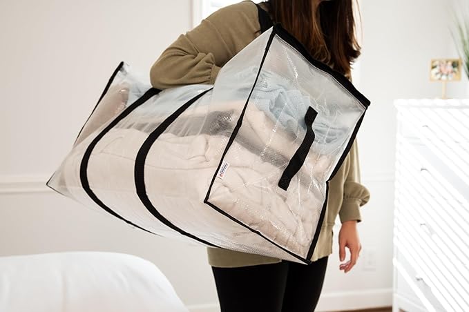 ClearSpace Heavy Duty Moving Bags or Storage Bags – Clear Storage Bins with Lids, Large Moving Boxes with Backpack Straps & Zippers – Packing Bags & Moving Supplies for College Dorm- 8 Pack - Image 5