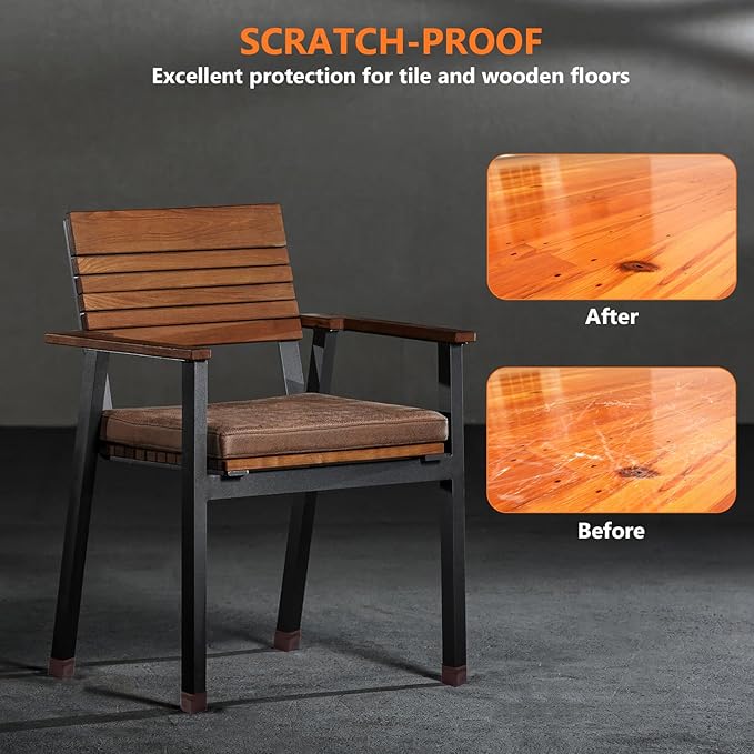 36pcs Square Chair Leg Floor Protectors, Felt Pads Chair Leg Protectors for Hardwood Floors, Silicone Furniture Feet Cups Covers Felt Pads, Prevents Scratches & Reduce Noise, Brown, X-Small - Image 4