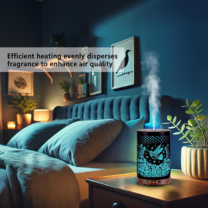 Essential Oil Diffuser 120ML Metal Aromatherapy Diffuser with Timer, Cool Mist Humidifier with Auto Shut-Off & 7 Color Lights for Home Office Spa (Bird) - Image 3