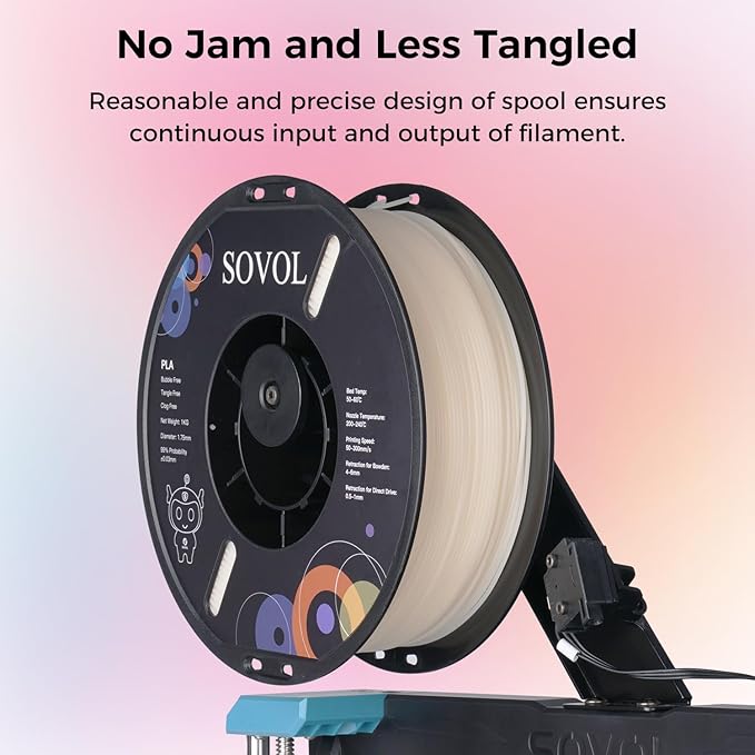 Sovol 3D Printer Photosensitive Filament Single Color Light Change PLA 1kg (2.2 lbs) Spool 3D Printing Materials, Dimensional Accuracy +/- 0.03 mm, 1.75 mm, Light Change Purple - Image 5