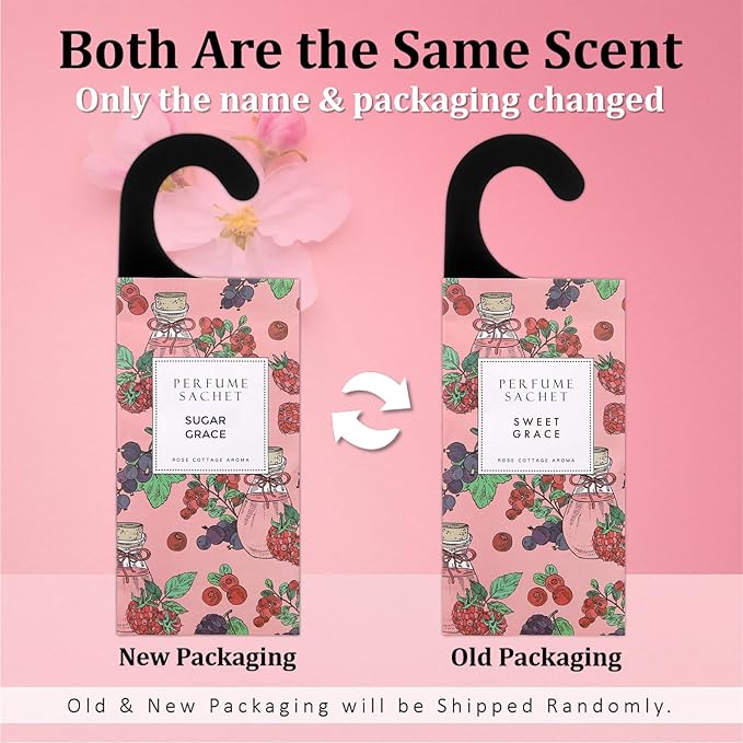 ROSE COTTAGE Large 12 Packs Sugar Grace Hanging Closet Deodorizer Air Freshener Long Lasting Scented Sachets Smell Goods for House - Image 8