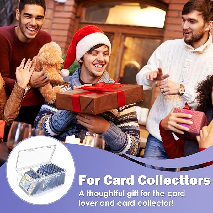 Trading Card Storage Box with 2 Dividers,Toploads Storage Box Plastic Baseball Card Storage Box for 500+ Sports Cards 100+ Top Loads for MTG Magic TCG Yugioh Playing Card Case Holder (2 Pack) - Image 7