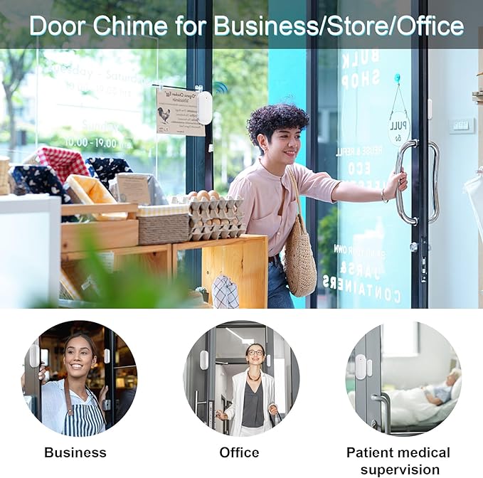 SanJie Door Chime, Door Open Contact Sensor Alarm with 500 FT Range,26 Chimes 5 Adjustable Volume for Business/Store/Home/Office When Entering 3 Sensors + 1 Receiver - Image 4