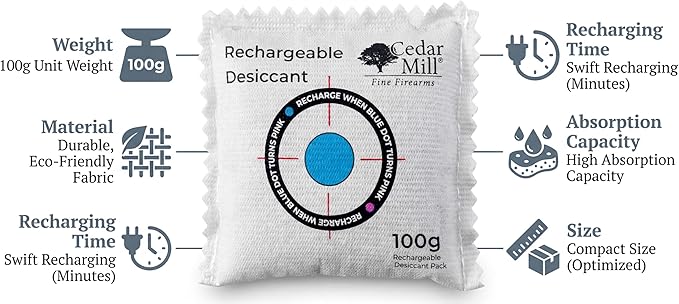 Rechargeable Desiccant Pack – Reusable Moisture Absorber for Gun Safes, Gun Cases, Closet, Car, RV & Storage | Portable Silica Gel Dehumidifier Bags for Humidity & Odor Control - Image 2