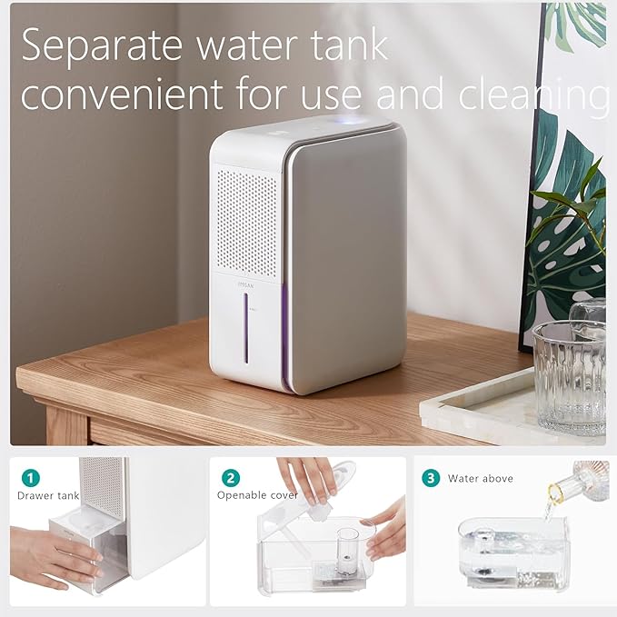 3 in 1 Dehumidifier, Humidifier & Air Filtration & aroma diffuser combo - 39Oz, Auto Humidity Control,Quiet, 27db，multifuctional colorful mist,for Bedroom/bathroom/home/basement/RV(350 sq.ft) - Image 8