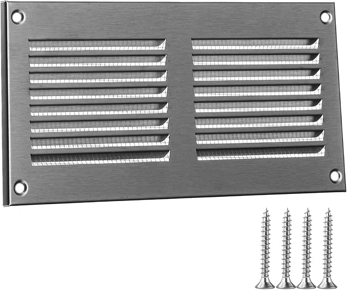 6x2 Vent Cover (Duct Opening) - HVAC Return Air Grille for Wall and Ceiling - Stainless Steel AC Vent Cover with Mesh - Rectangular Ventilation Register - Overall Size: 7,87" W x 3.94" H by TURvent