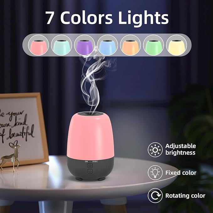 150ML Rechargeable Battery Operated Essential Oil Diffuser, Portable Cordless Aromatherapy Diffuser,7-Hour Runtime with 7 LED Color Changing Lights - Image 7