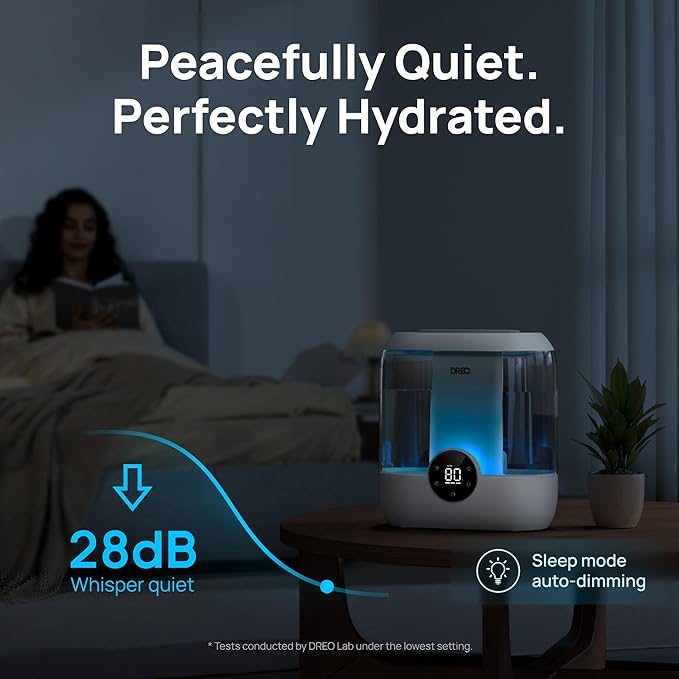 DREO 6L Top Fill Humidifiers for Bedroom, 60H Runtime 28 dB Quiet Supersized Cool Mist Air Humidifiers for Large Room, Baby Nursery, Plant, Indoor, Night Light, Easy to Clean, Precise Humidity Control - Image 7
