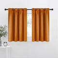 NICETOWN Room Darkening Cafe Satin Curtains for Small Windows, 42" Wide by 36" Long, 2 Panels, Orange, Rod Pocket Privacy Faux Silk Blackout Drapes for Kitchen by NICETOWN