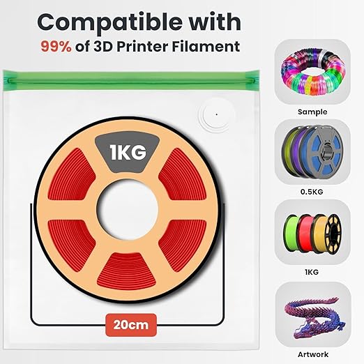 3D Printer Filament Storage Bags Vacuum Storage Bags Kit 3D Printer Accessories with 20 Storage Bags (13x15 inches), 20 Desiccants, Auto Pump, 2 Sealing Clips, Dust Proof, Humidity Resistant - Image 8