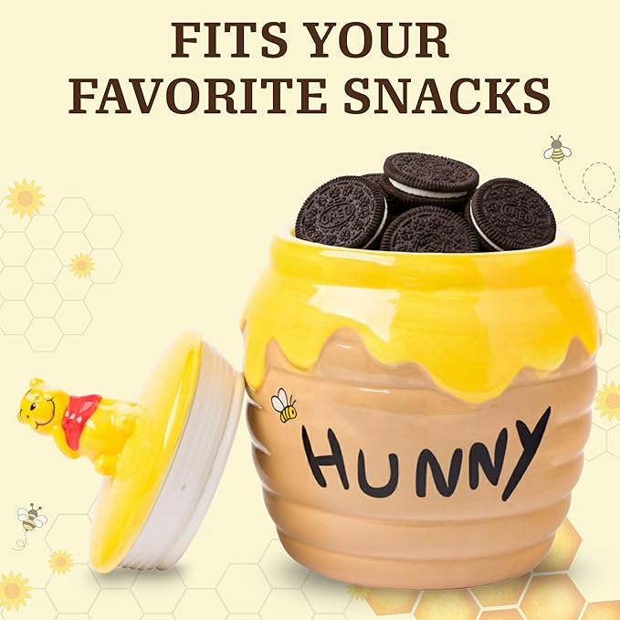Silver Buffalo Disney Winnie the Pooh Honey "Hunny" Pot Sculpted 3D Hand Painted Ceramic Snack Cookie Jar (Small) - Image 3