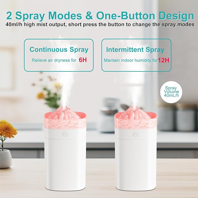 400ml Small Humidifier, Portable Mini Humidifier with 2 Modes Large Spray, USB Personal Desktop Humidifiers for Home Bedroom Car Office Travel Yoga with 7 Color LED Light, Auto Shut-Off, Bass Work - Image 3